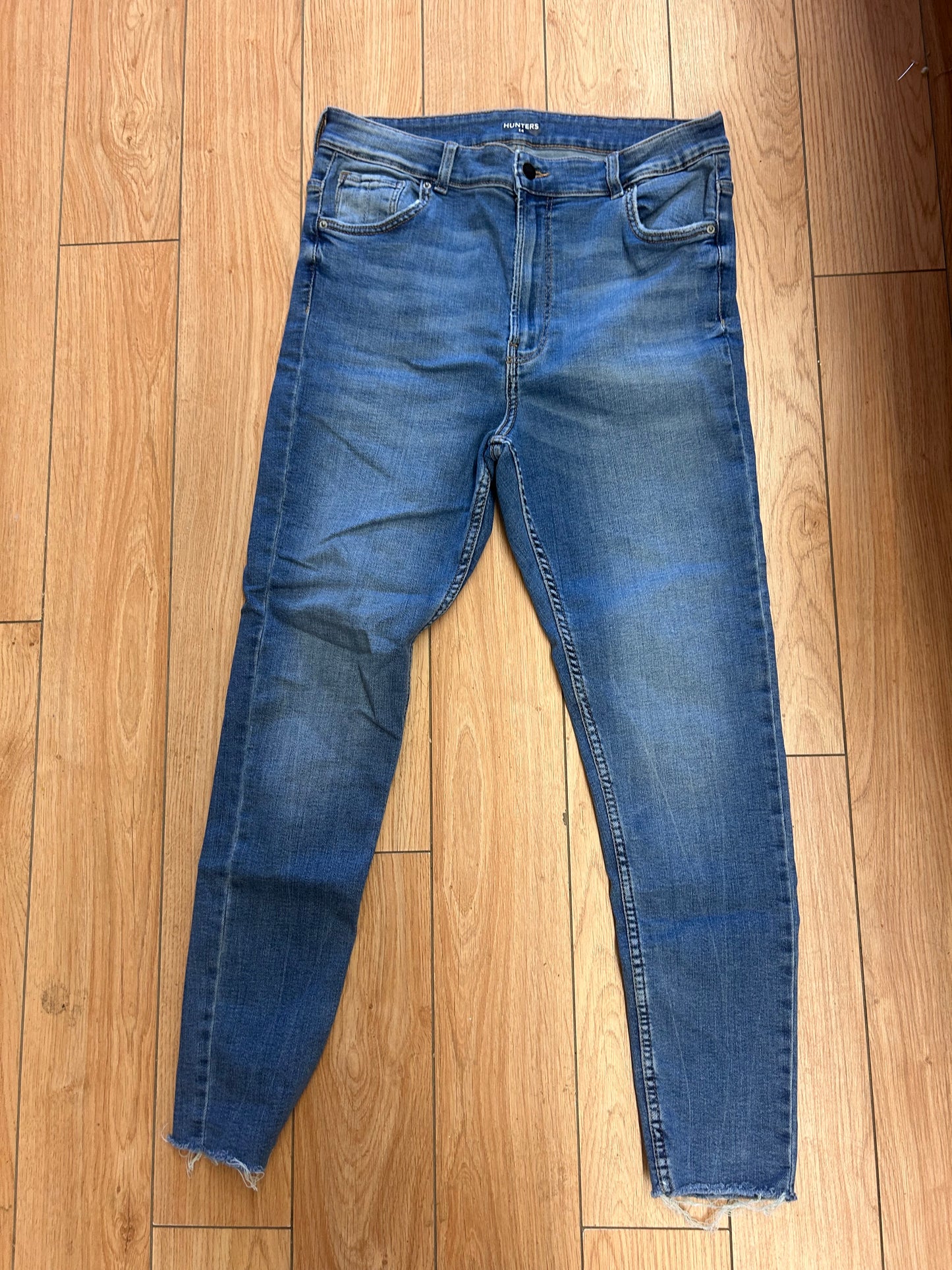 Hunters 14 medium wash raw hem skinny jeans