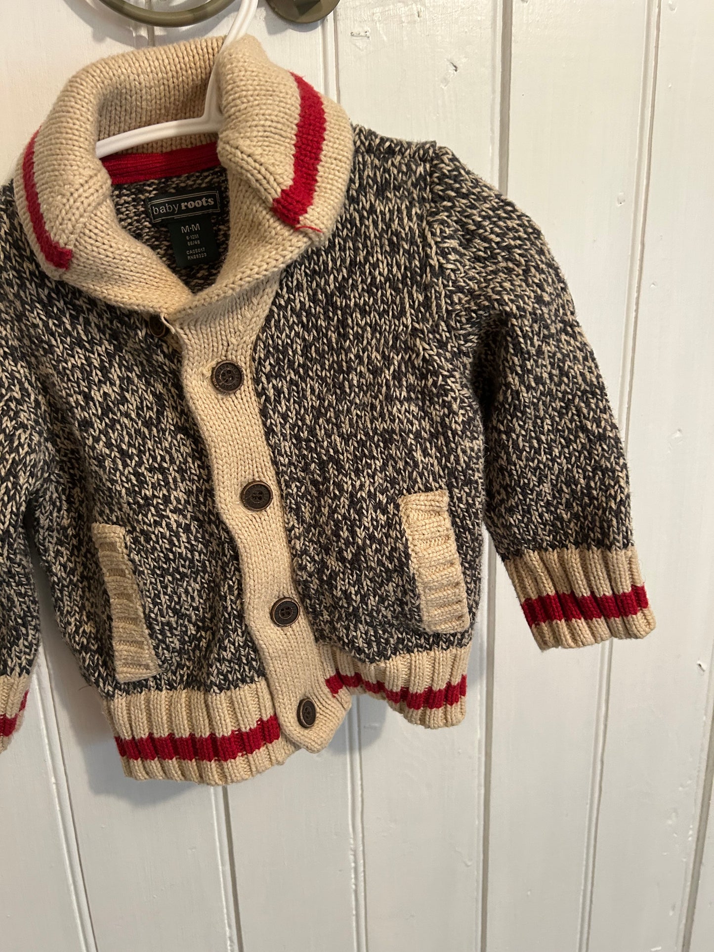 Roots 6/12m grey knit cabin cardigan