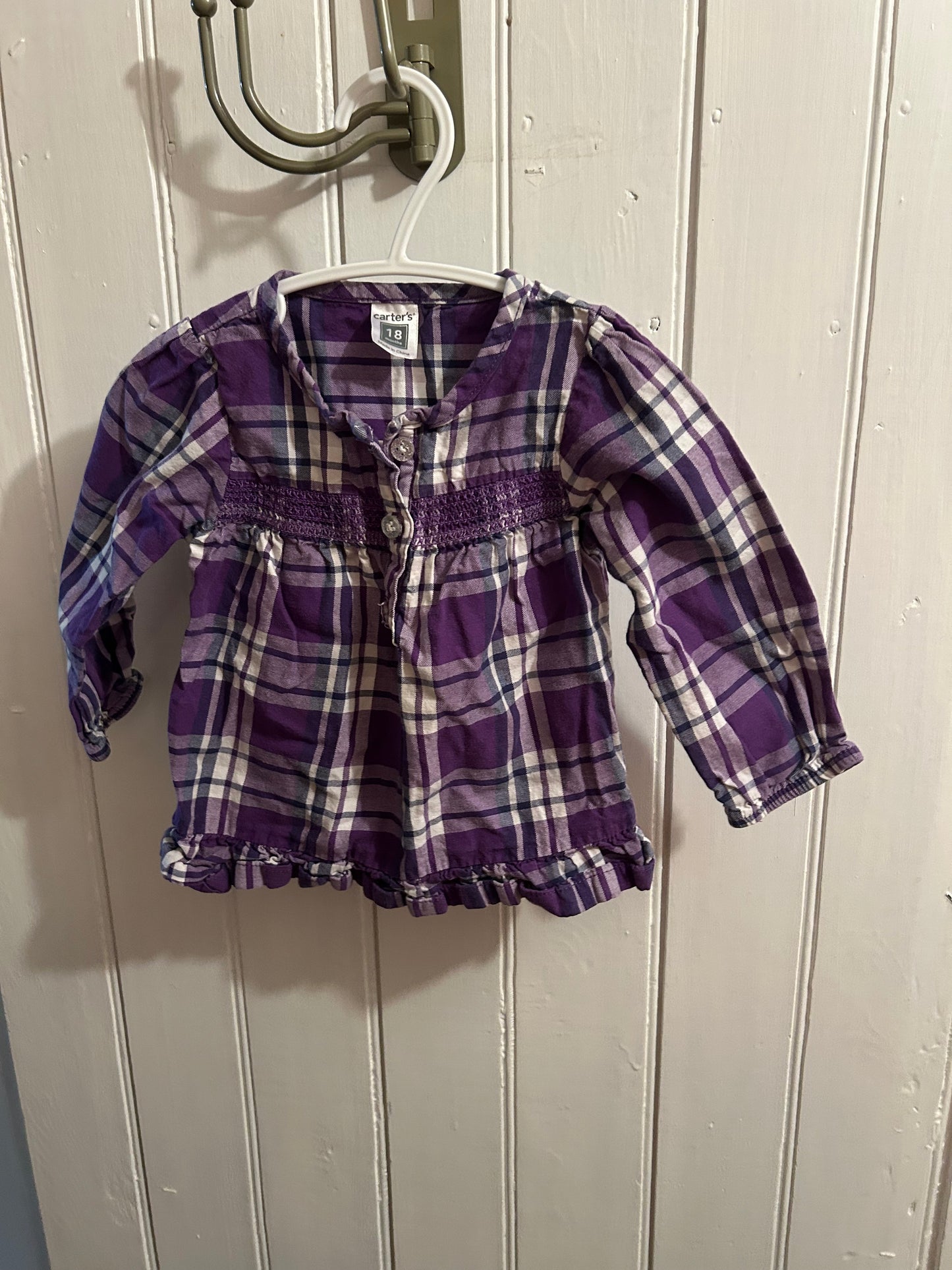 Carters 18m purple plaid top