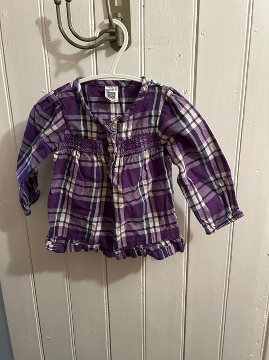 Carters 18m purple plaid top