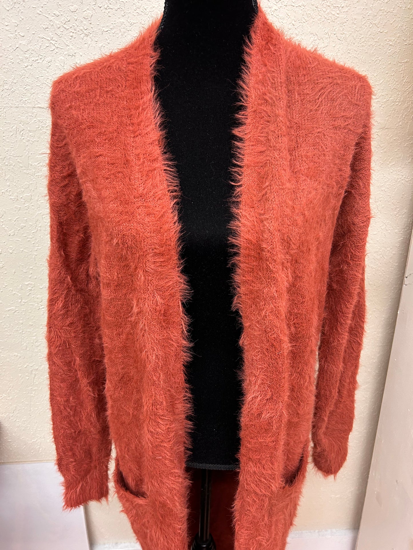 Jessica Simpson medium orange fuzzy cardigan