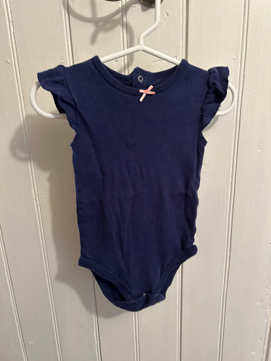 Pekkle 12m navy ruffle tank onesie