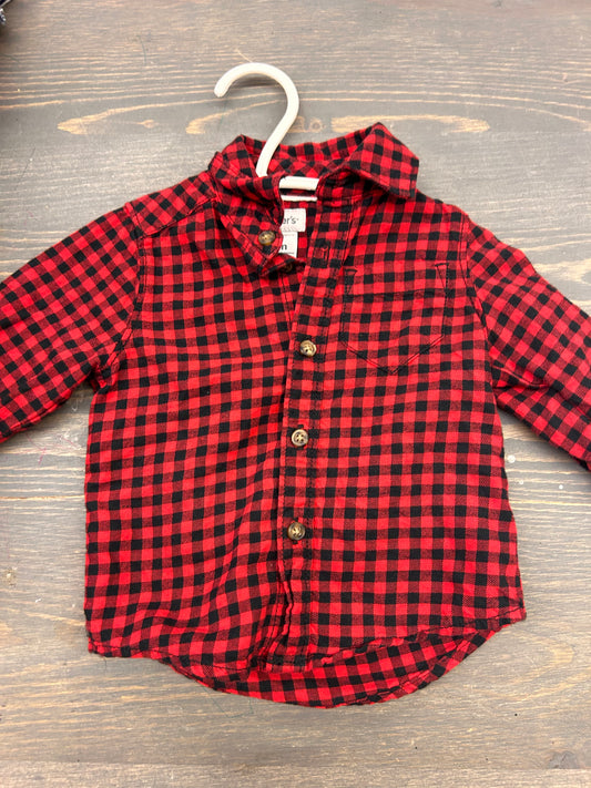 Carters 3m red gingham button up