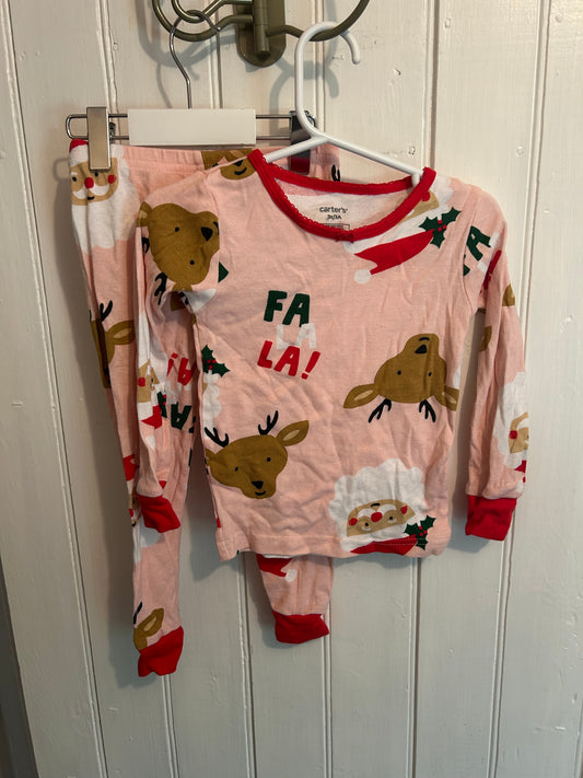 Carters 3t pink Santa sleep set