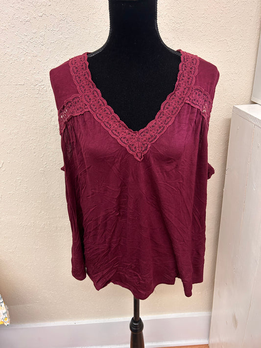 Maurcies 3x red lace open back tank blouse