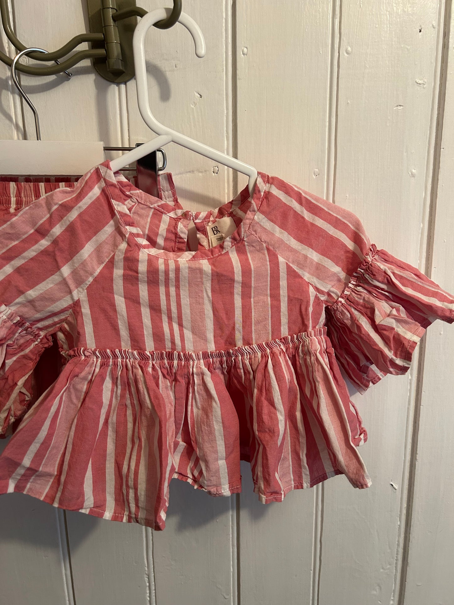 BR 12/18m pink striped flare set