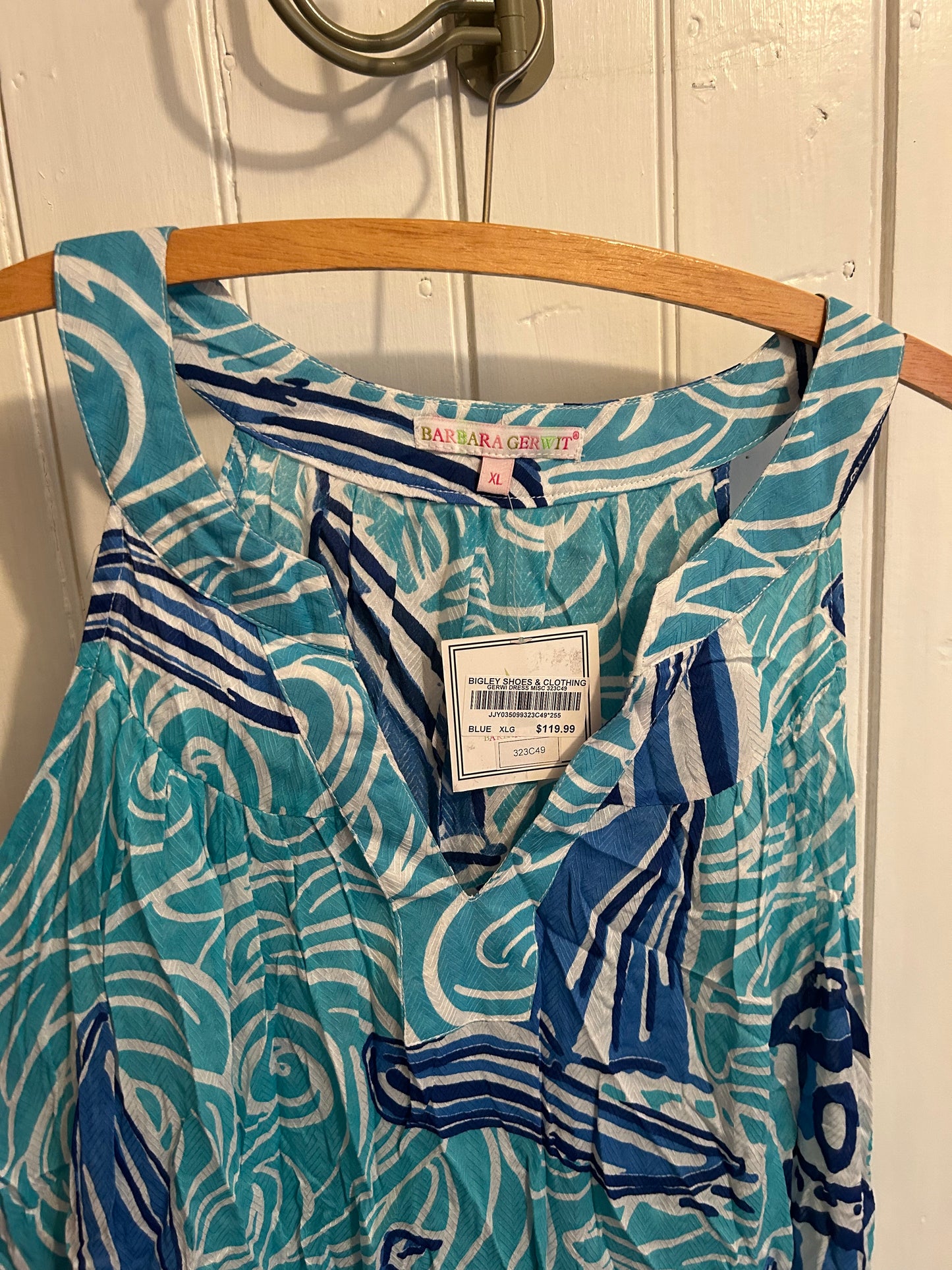 NEW Barbara Gerwit xl blue tropical dress
