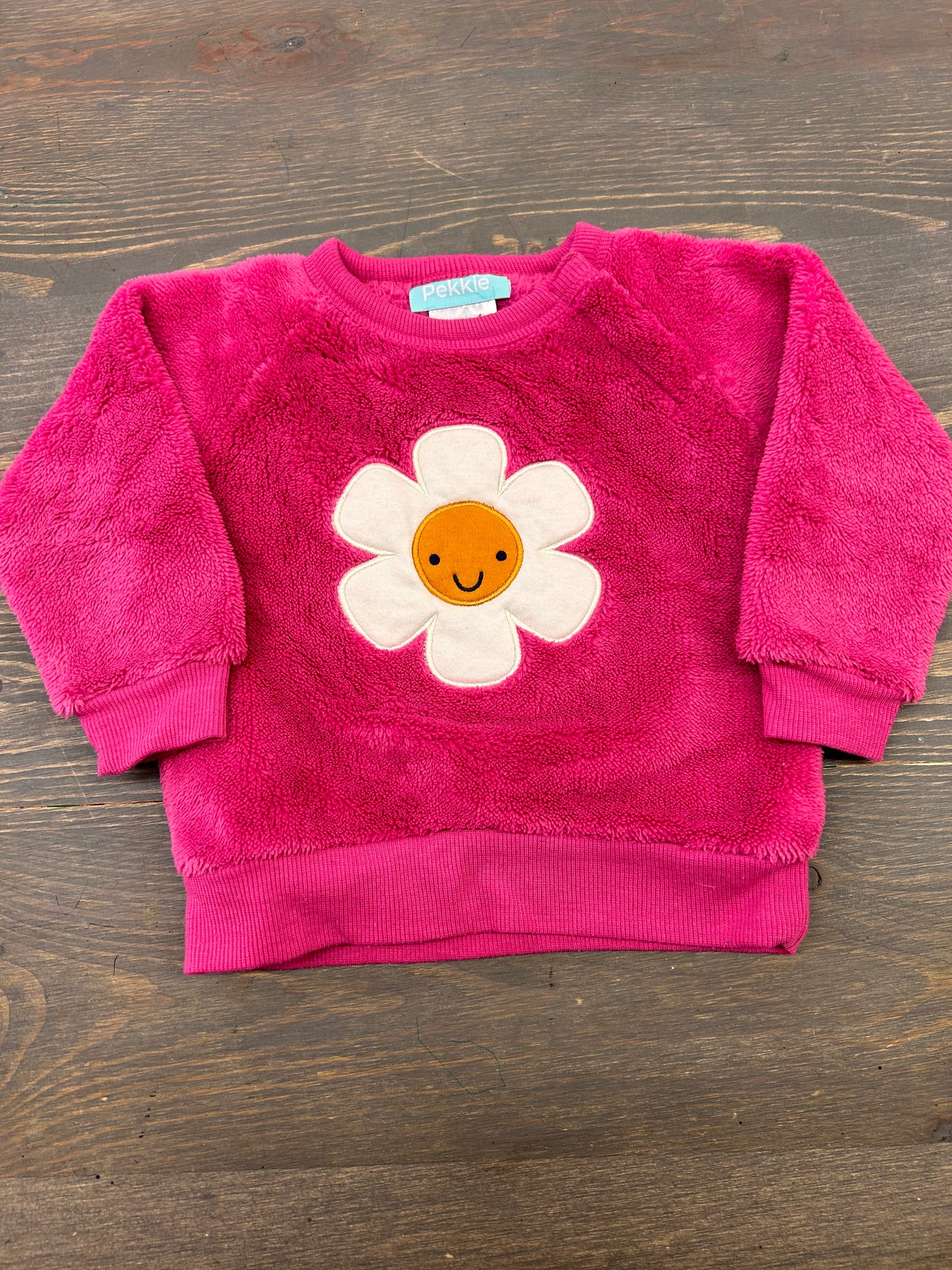 Pekkle 12m pink floral fleece sweater