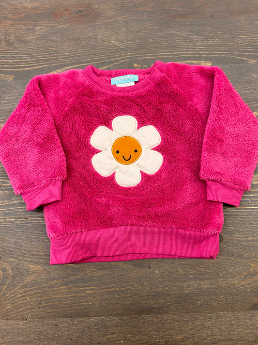 Pekkle 12m pink floral fleece sweater