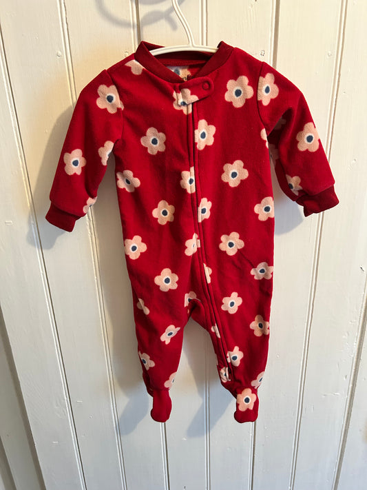 Carters 6m red floral fleece sleeper