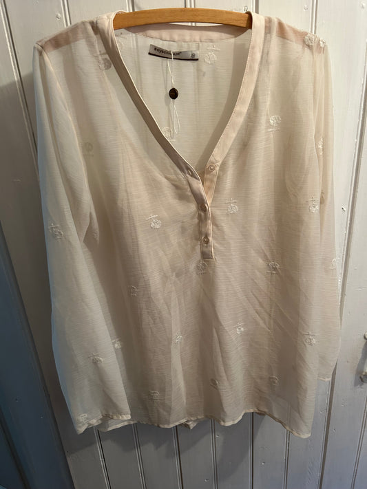 Soyaconcept medium white sheer floral blouse & tank set