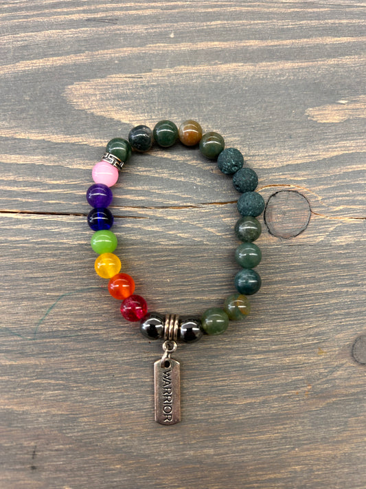 Multicoloured warrior gemstone bracelet