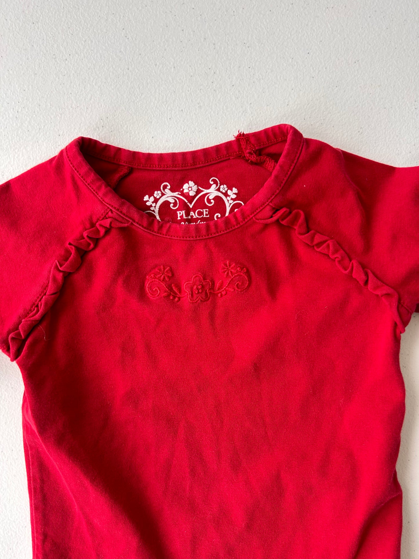 Children’s place 24m red ruffle long sleeve shirt