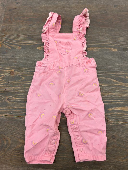 George 3/6m pink rainbow overalls