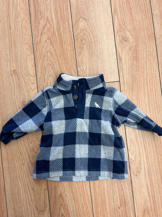 Carters 3m blue & grey gingham fleece sweater