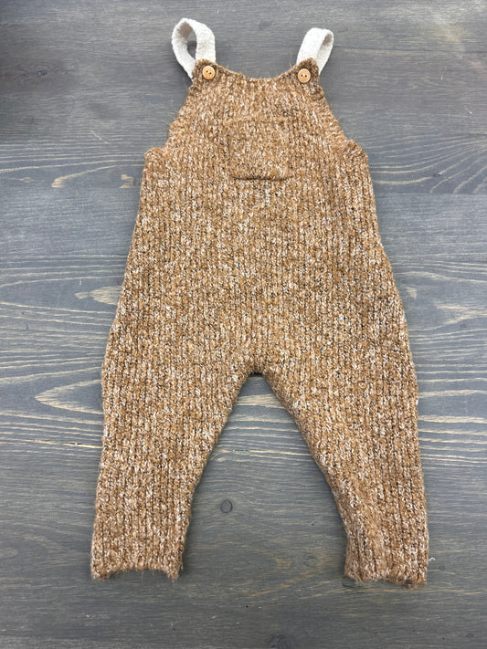 Zara 3/6m brown knit overalls