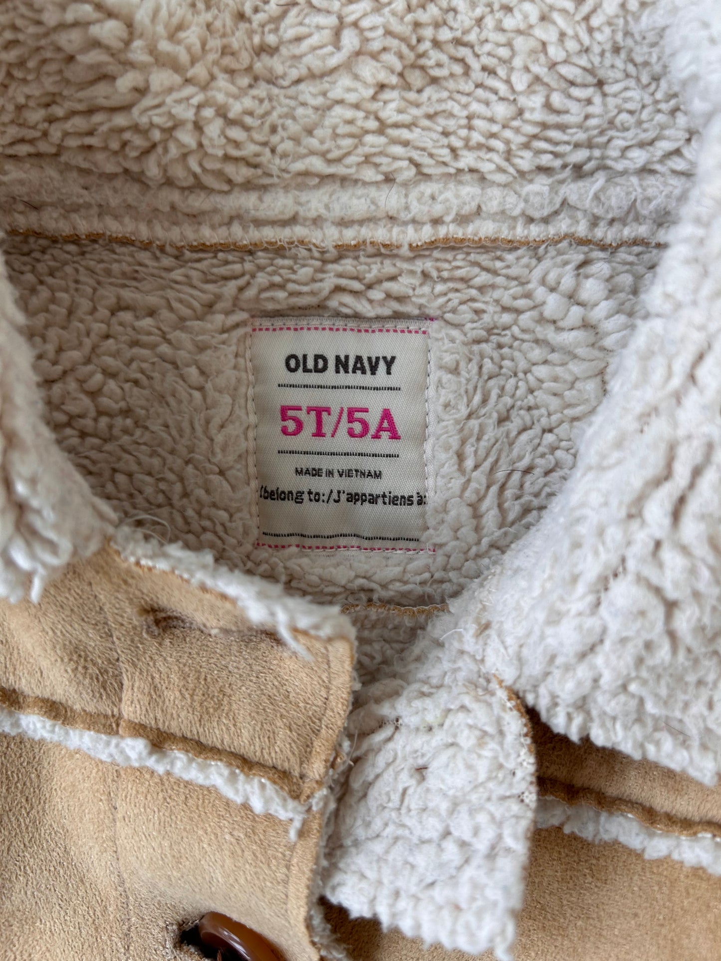 Old navy 5t suede Sherpa lined coat