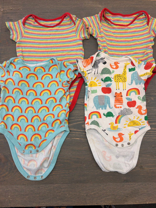 Next 6/9m rainbow onesie bundle