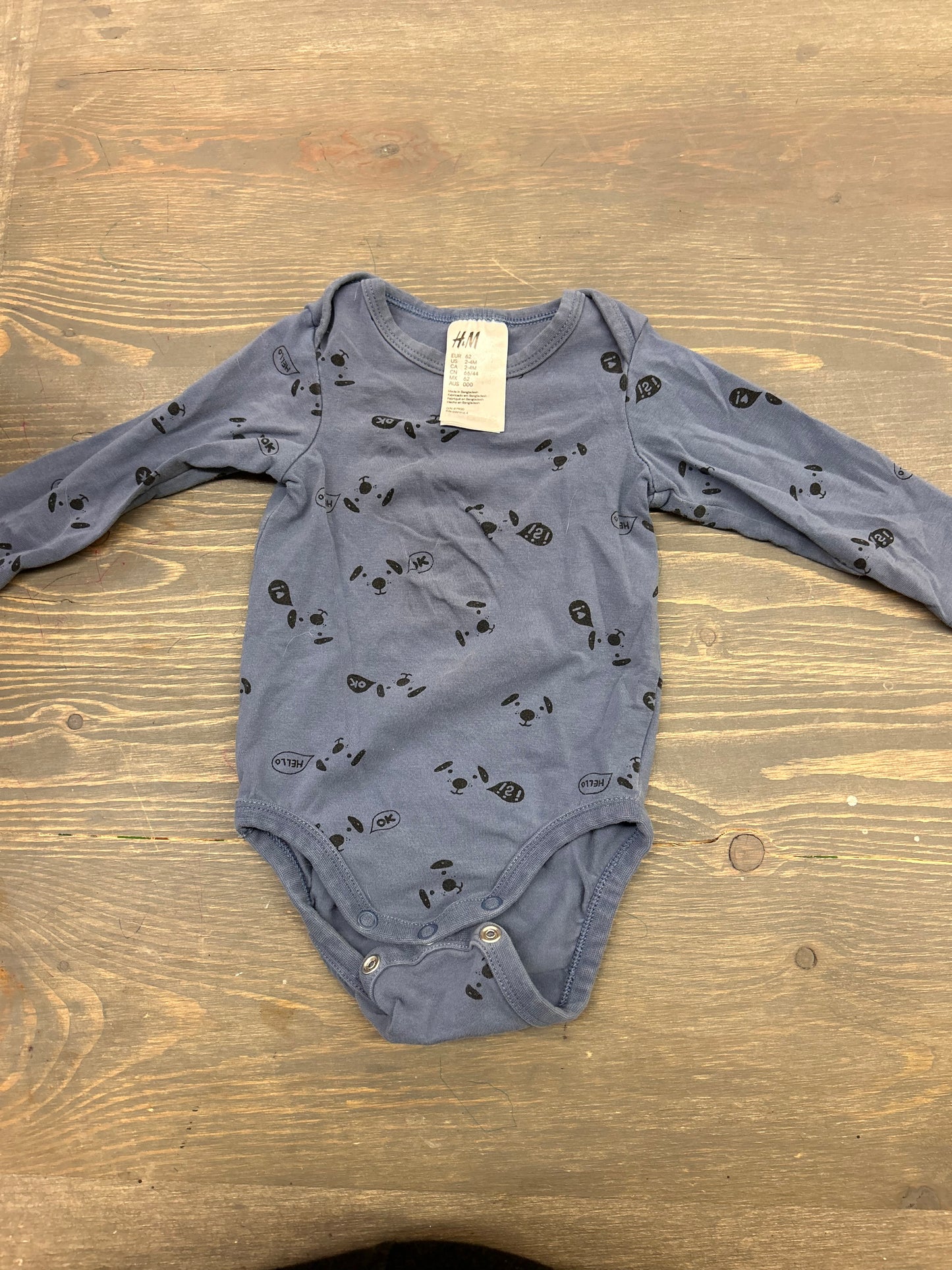 H&M 2/4m blue dog onesie