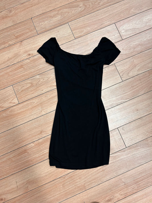 Lush small black open back mini dress