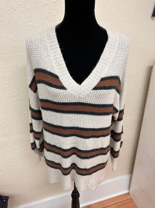 American eagle small brown striped knit sweater