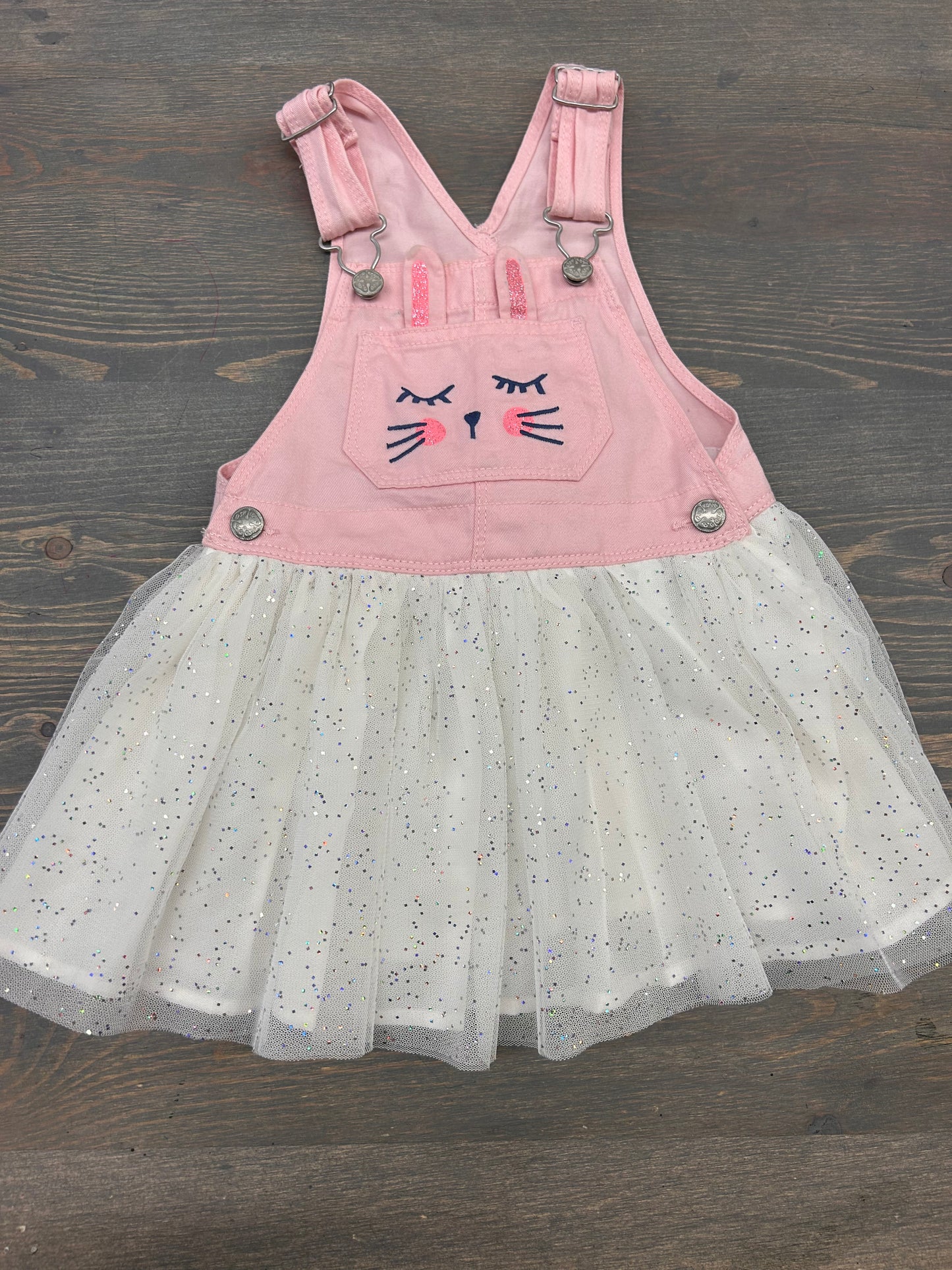 Oshkosh 3t pink bunny tulle overalls