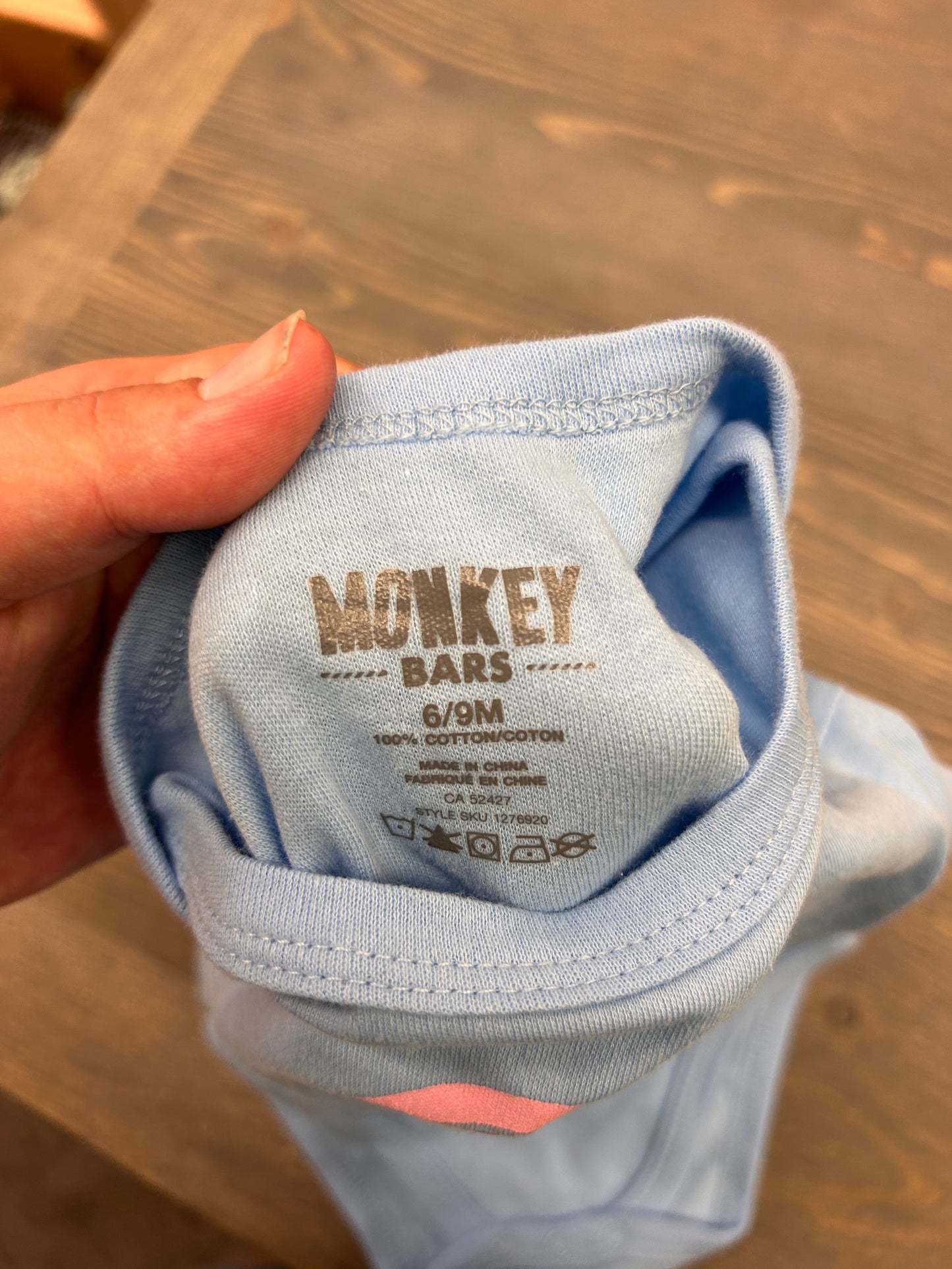 Monkey bars 6/9m kind onesie