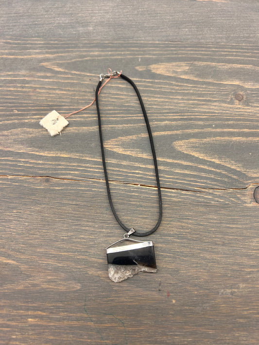 Black raw edge necklace