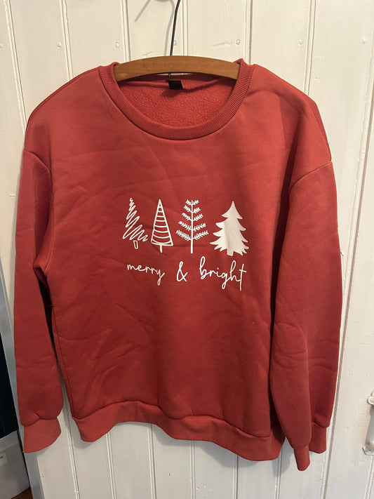 Shein large red merry tree sweater