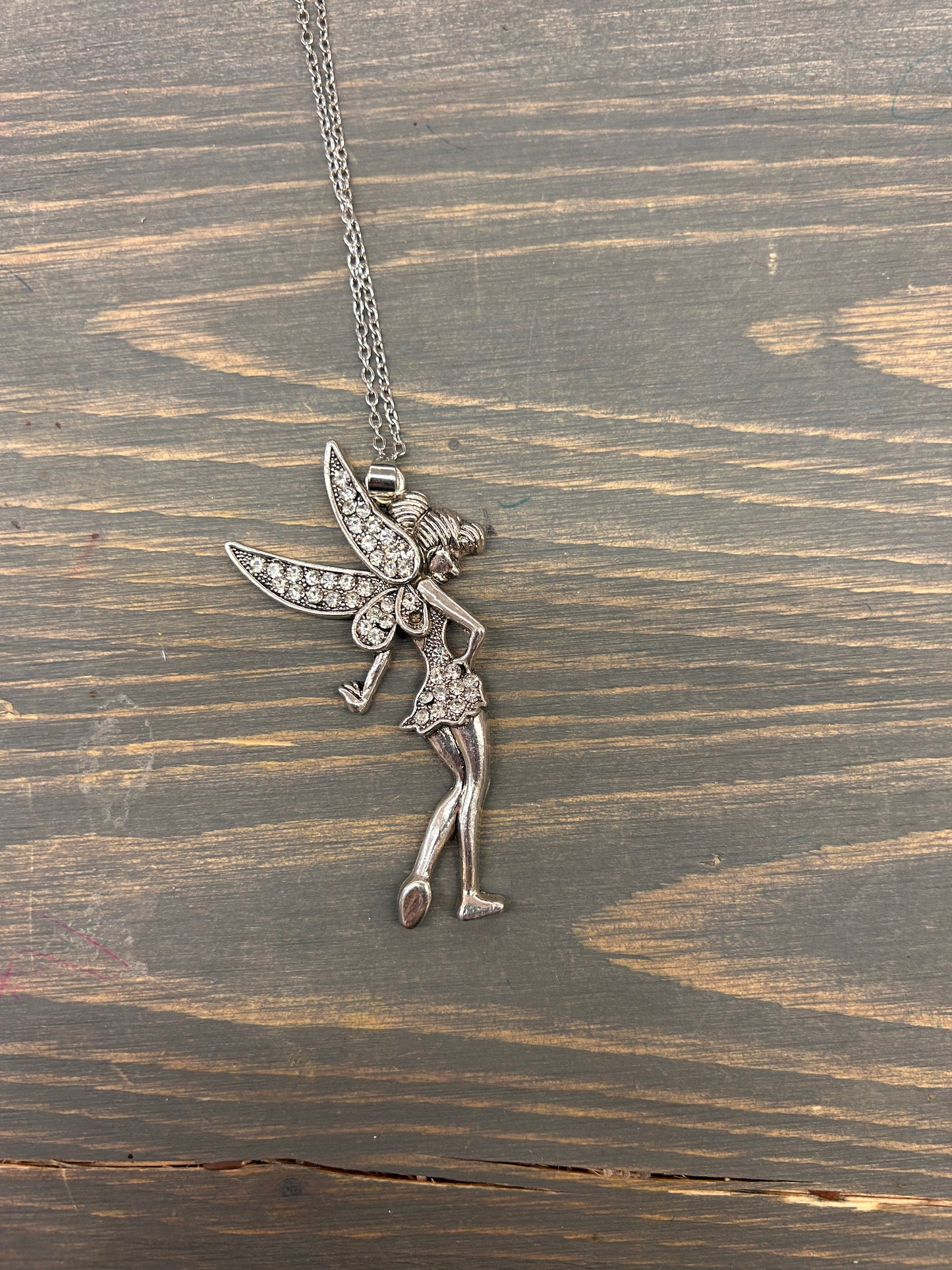 Silver tinker bell necklace