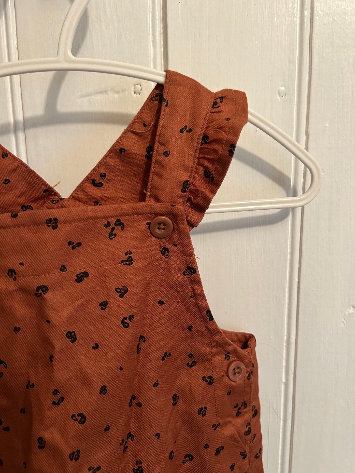 Carters 6/9m brown cheetah skirted overalls