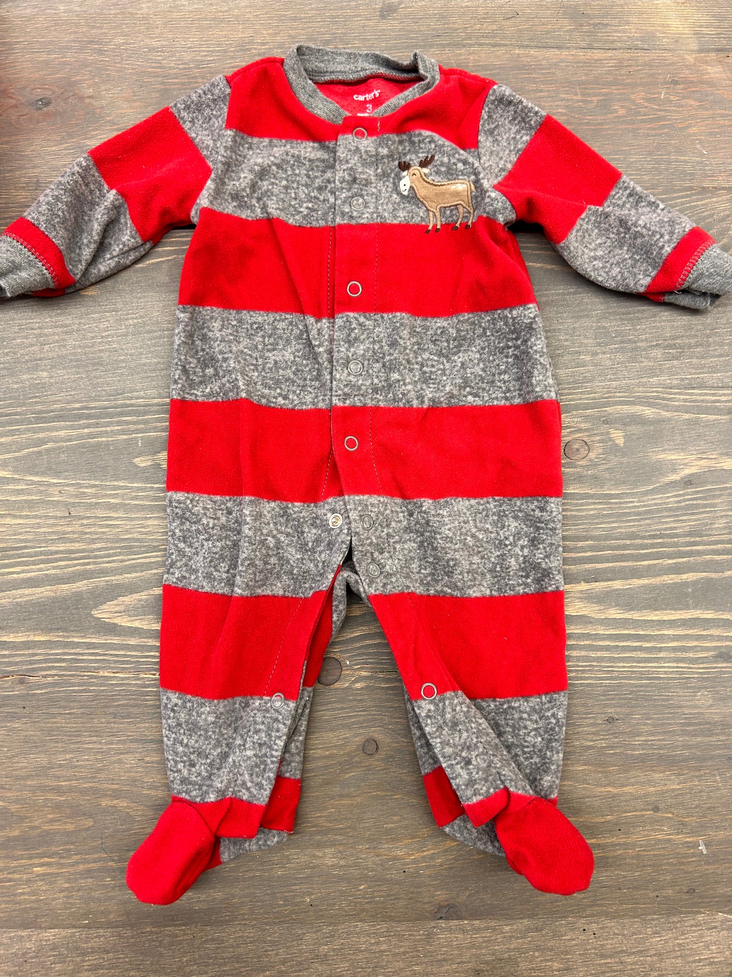 Carters 3m red striped deer sleeper