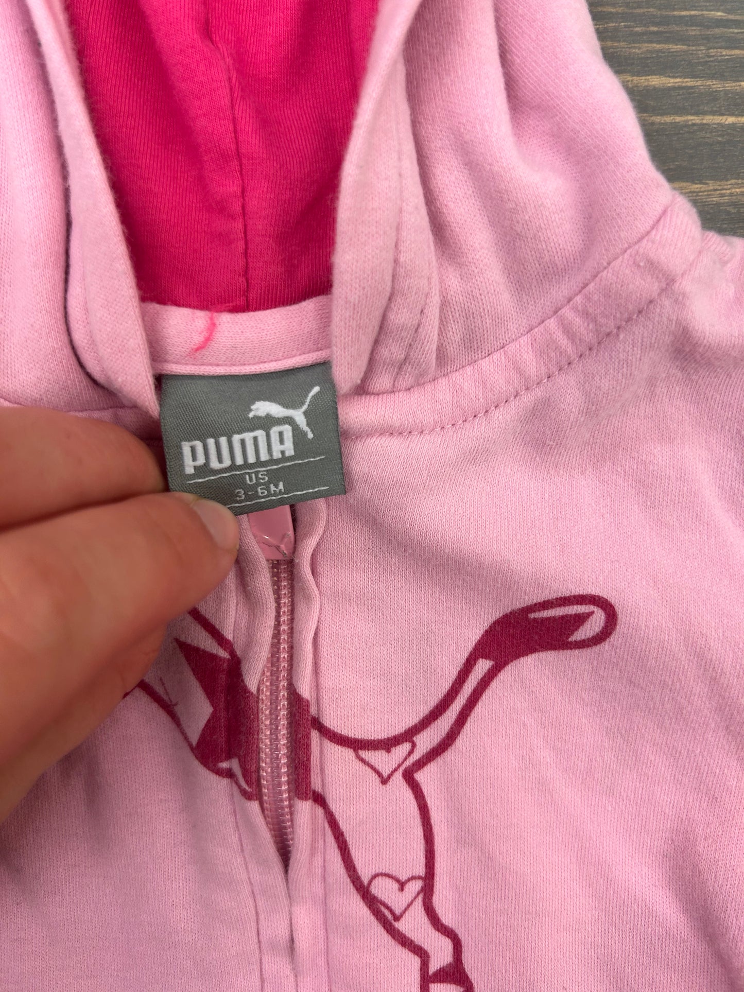 Puma 3/6m pink zip up hoodie