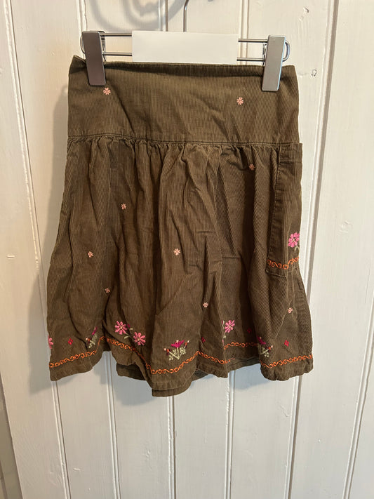 Gymboree 6 green corduroy floral embroidered skirt