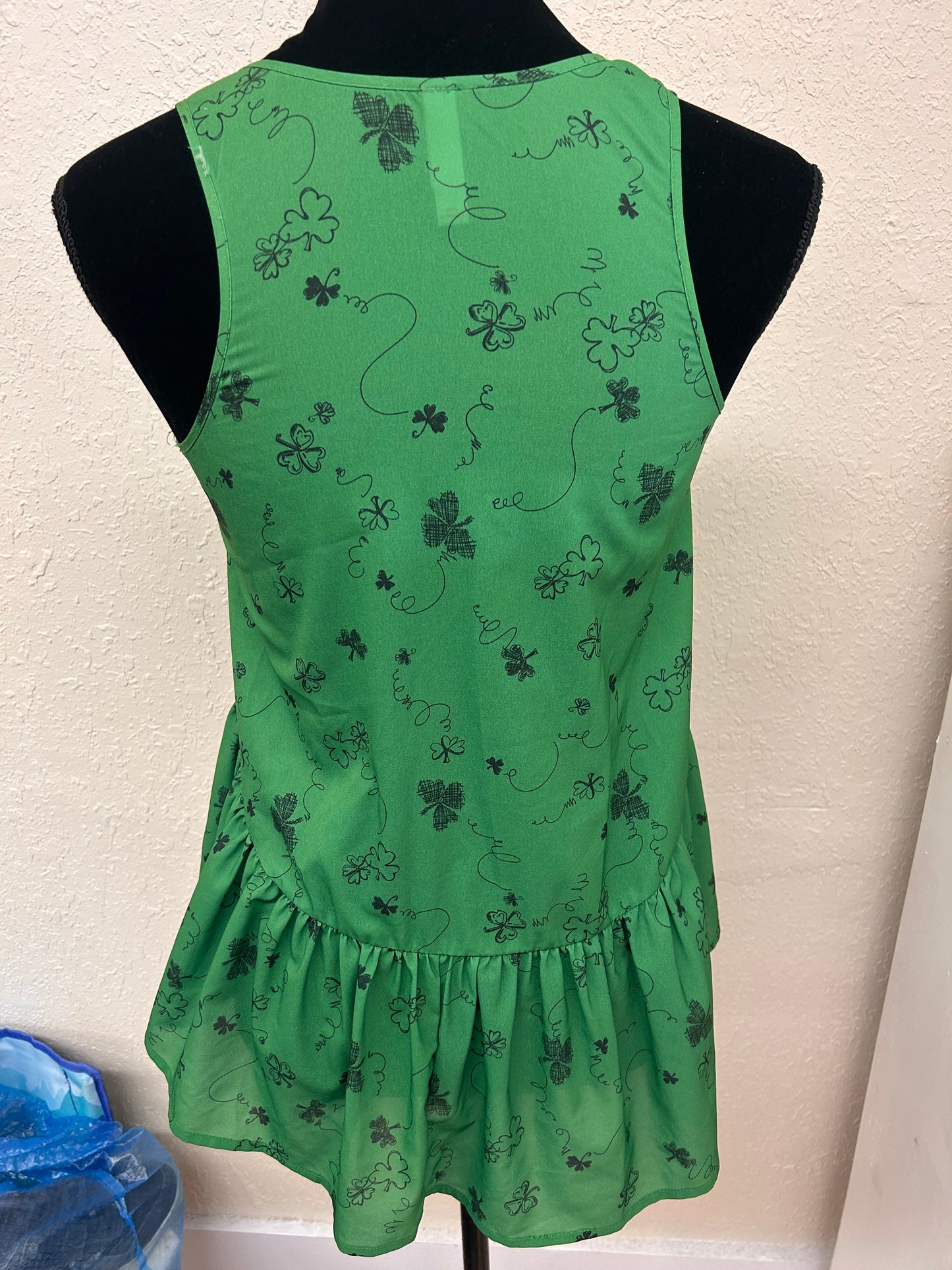 Xhiliration xs green 4 leaf clover tank