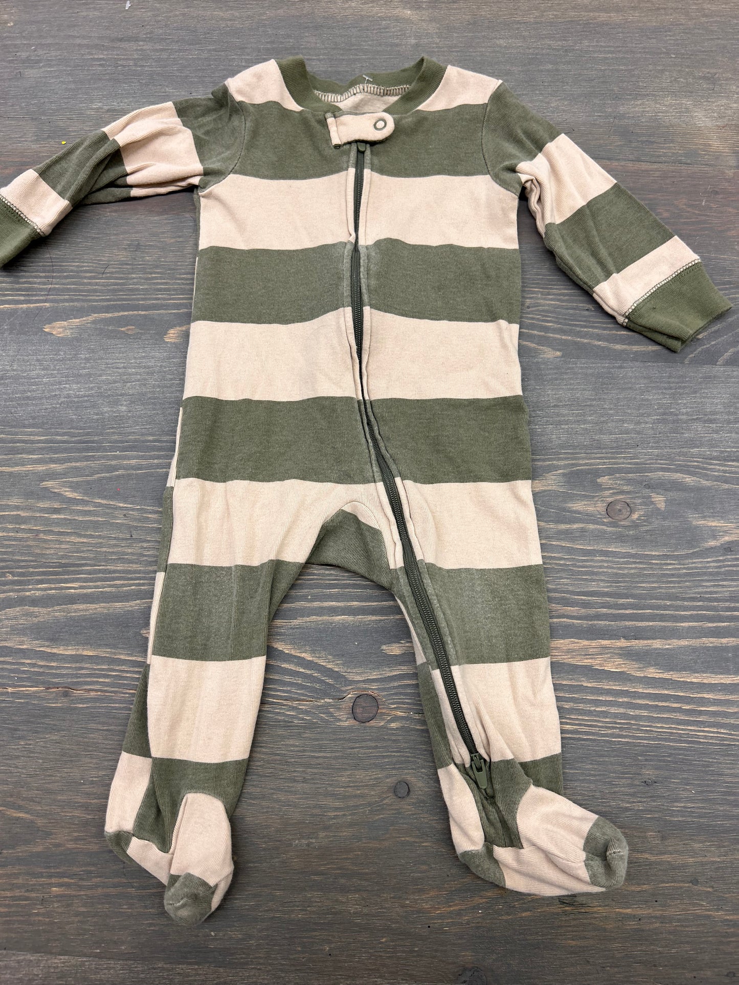 Carters 9m brown & green striped sleeper