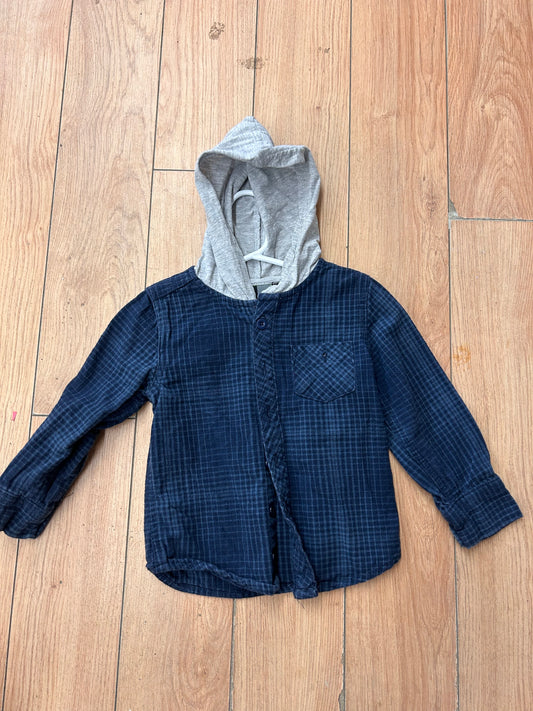 Arie 2/3t blue plaid hooded flannel