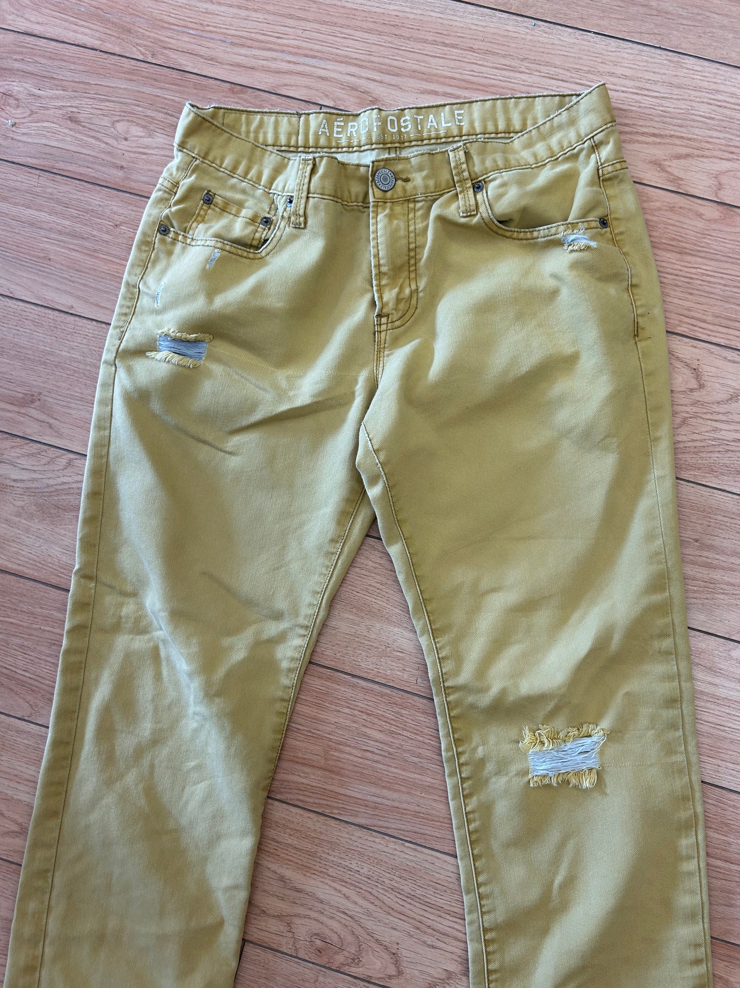 Aeropostale 33 yellow denim slim straight jeans