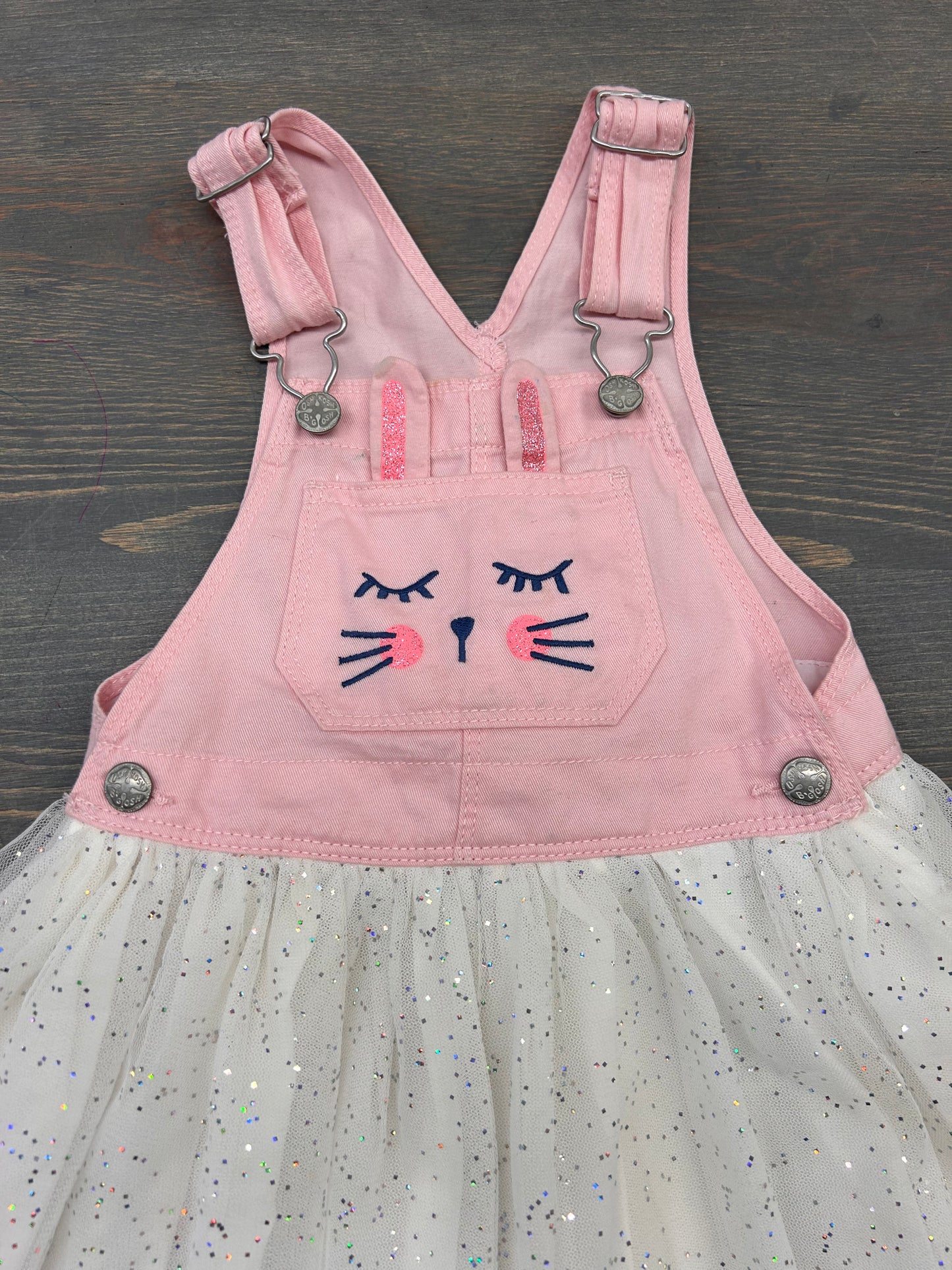 Oshkosh 3t pink bunny tulle overalls