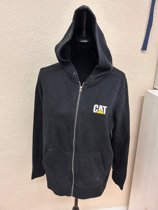 Cat 2x black zip up hoodie