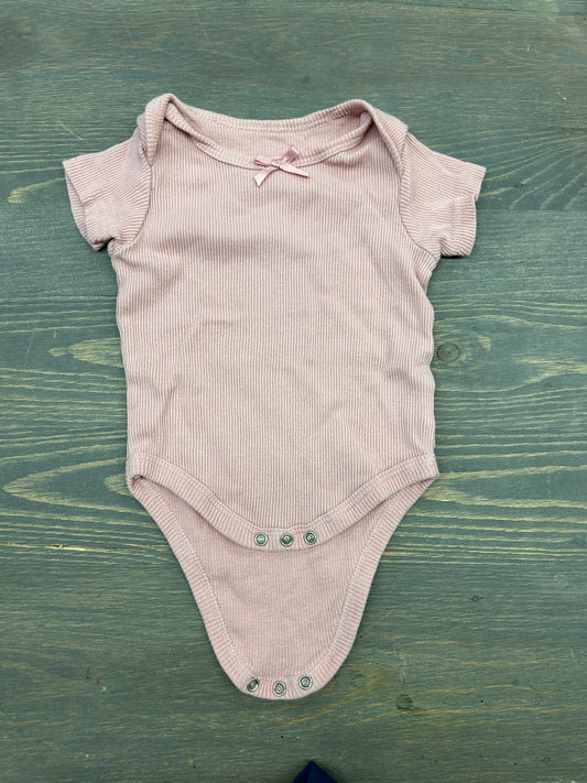 Chick pea 3/6m pink ribbed onesie