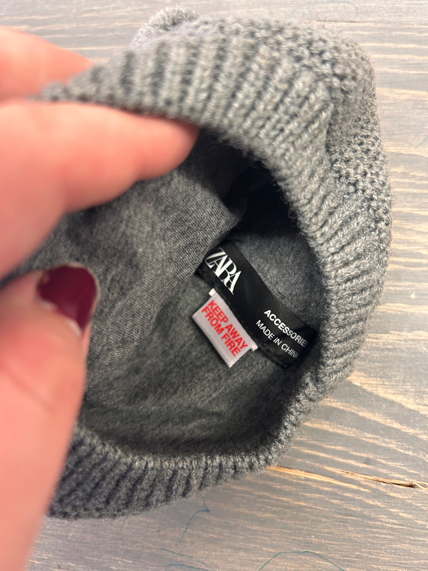 Zara newborn grey knit bear hat