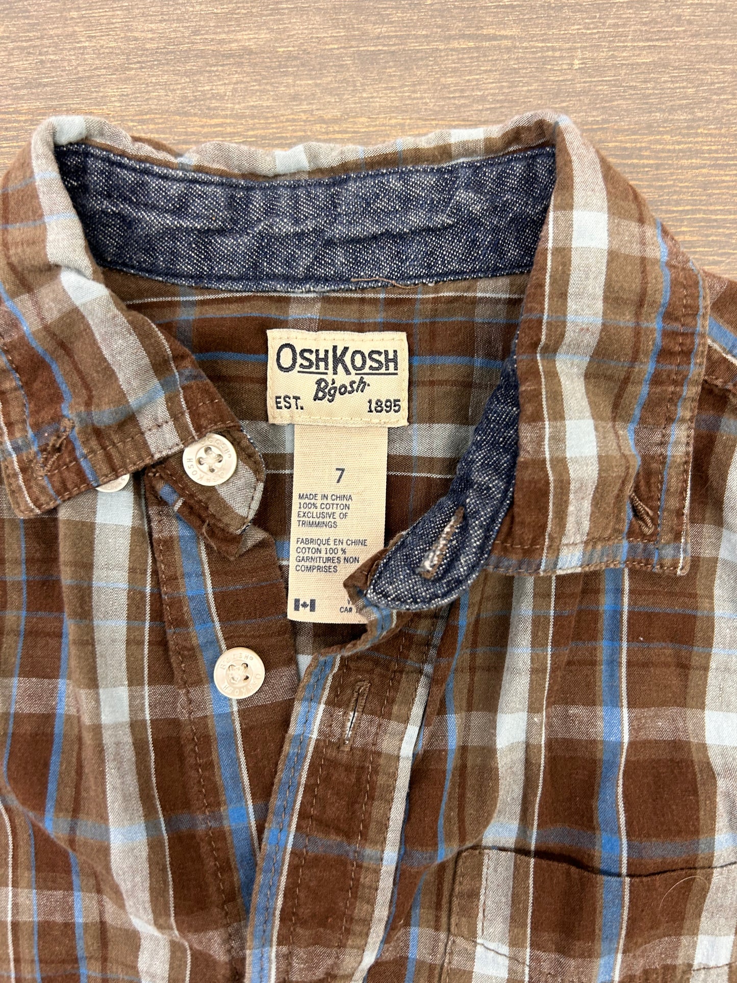 Oshkosh 7 brown flannel