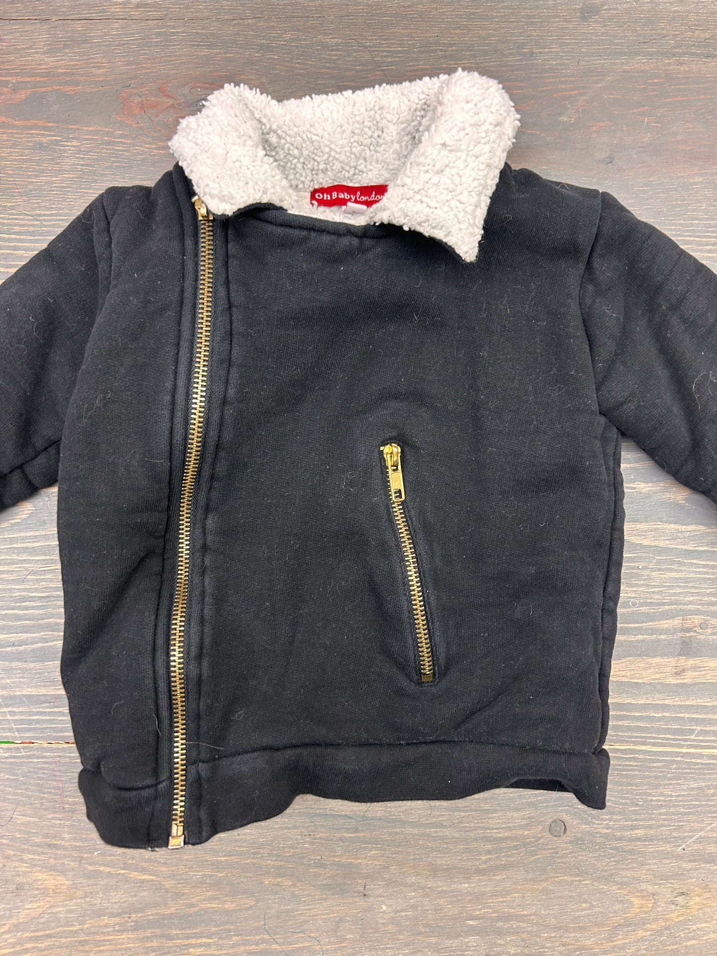 Oh baby 2t black Sherpa lined jacket