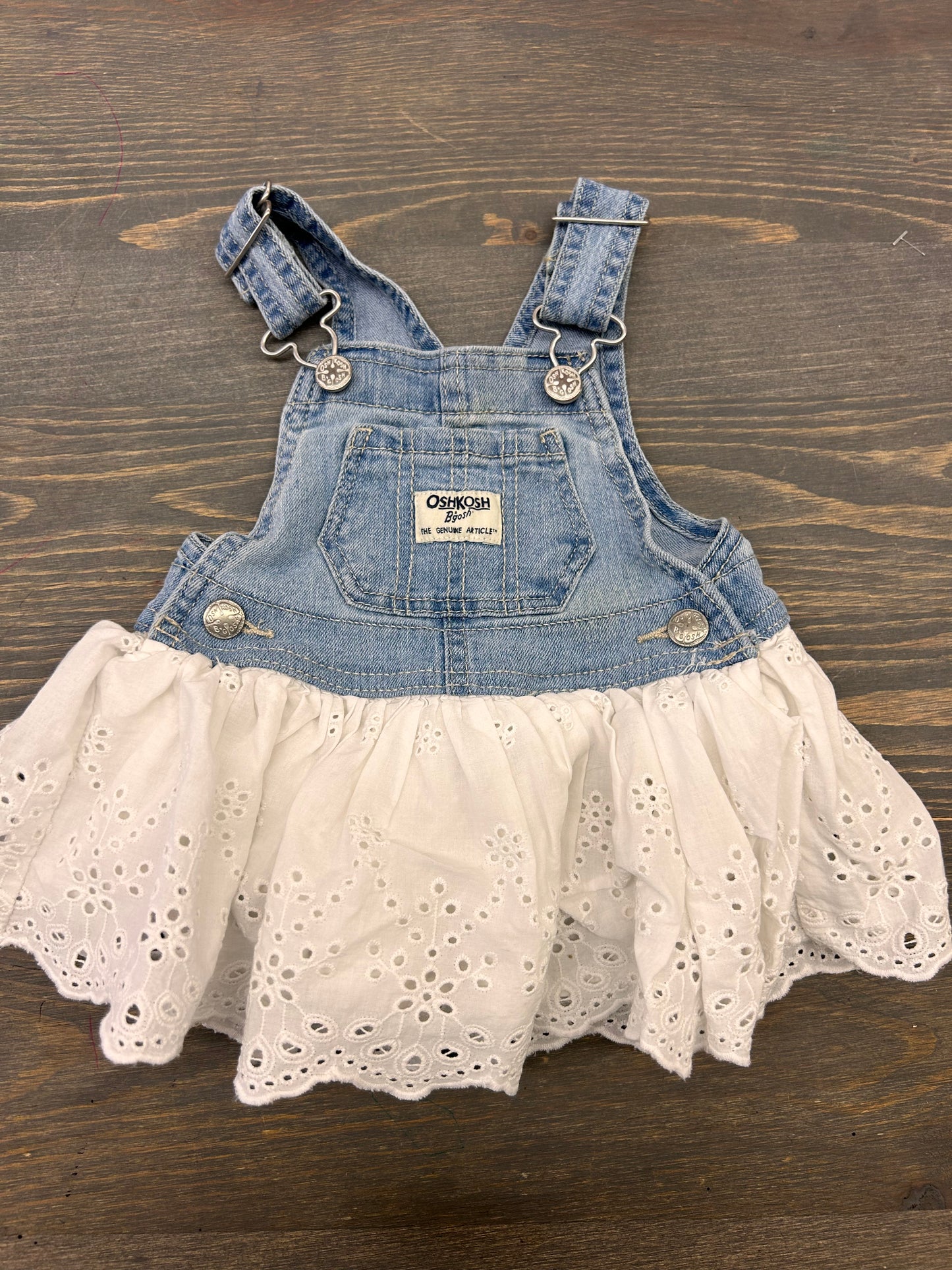 Oshkosh 6m lace skirted overalls