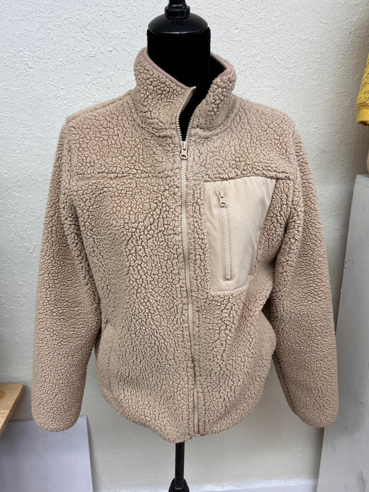 Joe fresh large brown Sherpa sweater