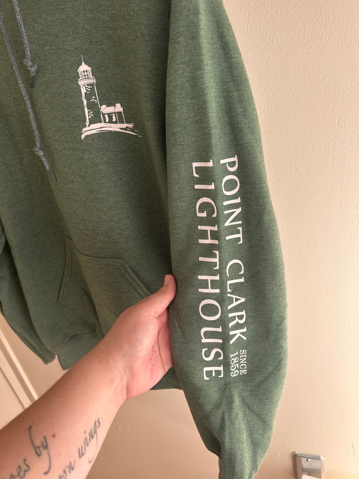 Adult green point Clark sleeve hoodie