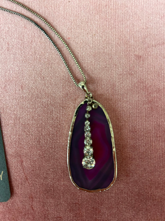 Reworked vintage purple gemstone pendant necklace