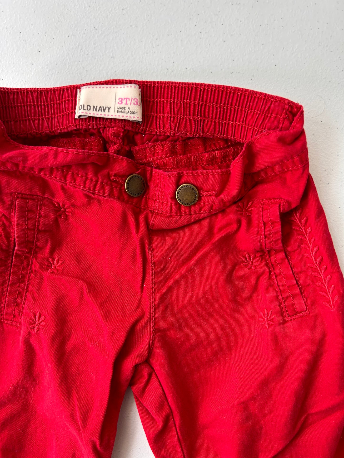 Old navy 3t red embroidered pants