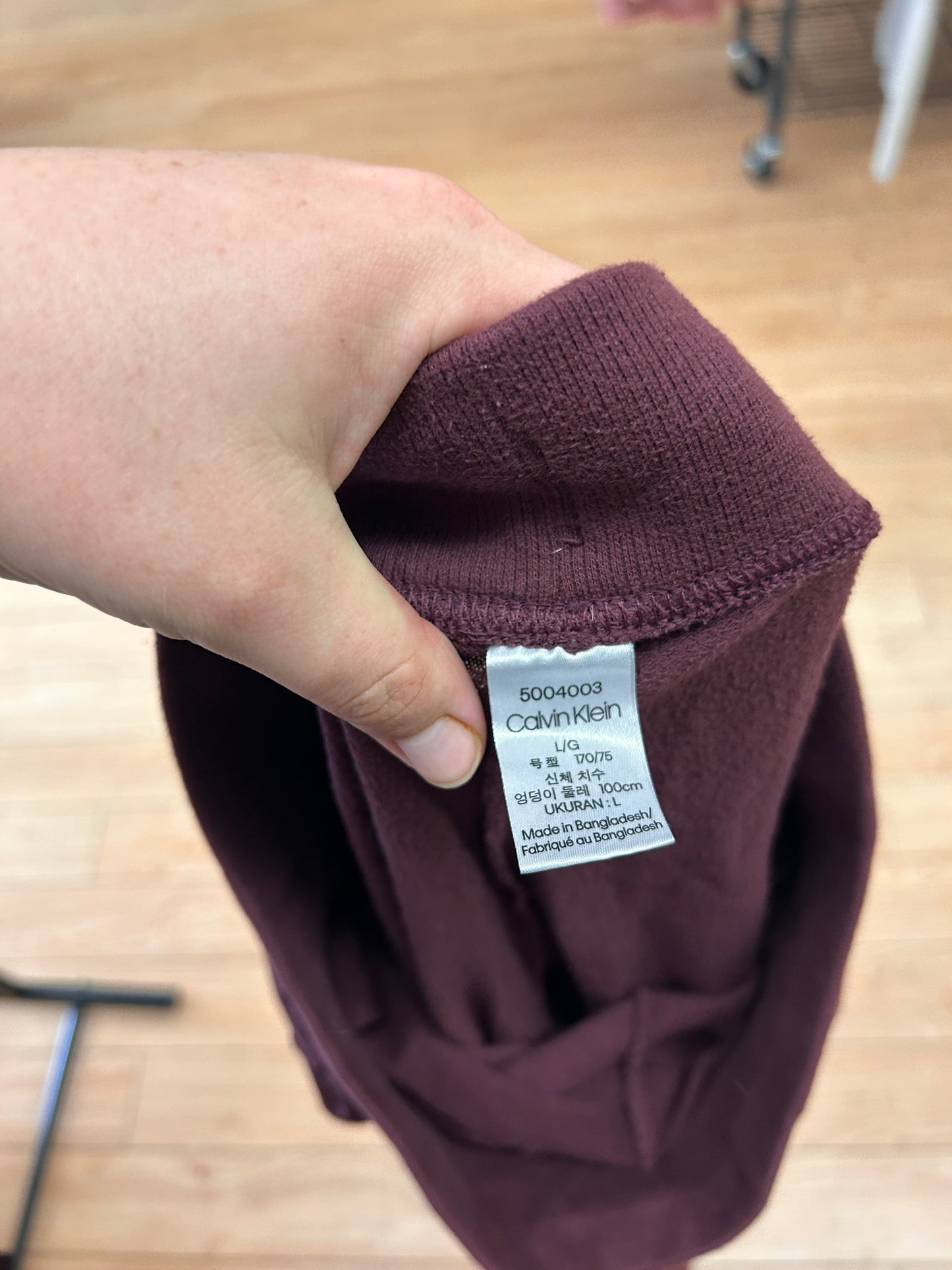 Calvin Klein large burgundy joggers